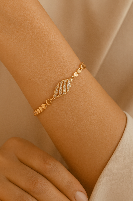 Striped Elegance Gold Bracelet