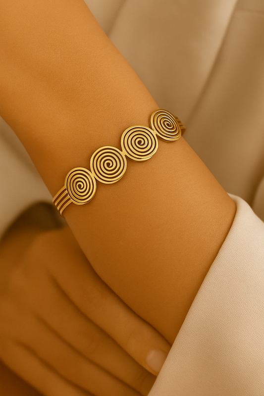Spiral Charm Gold Bracelet