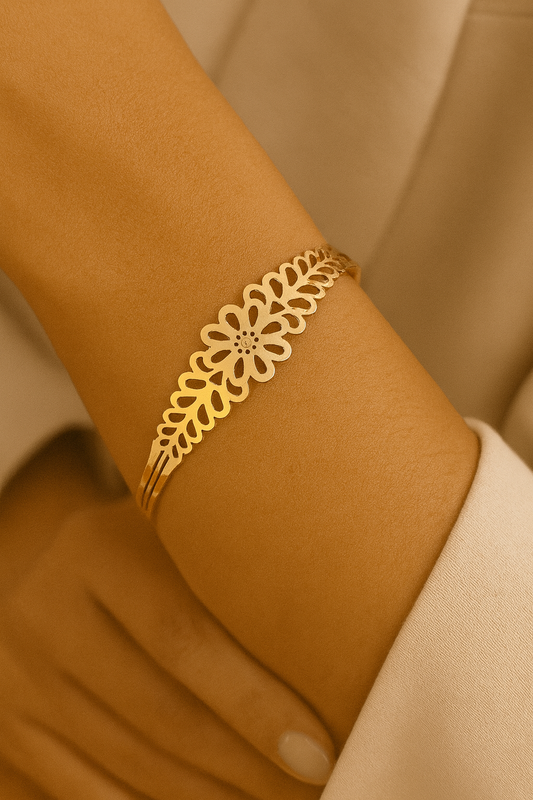 Floral Cutout Gold Bracelet