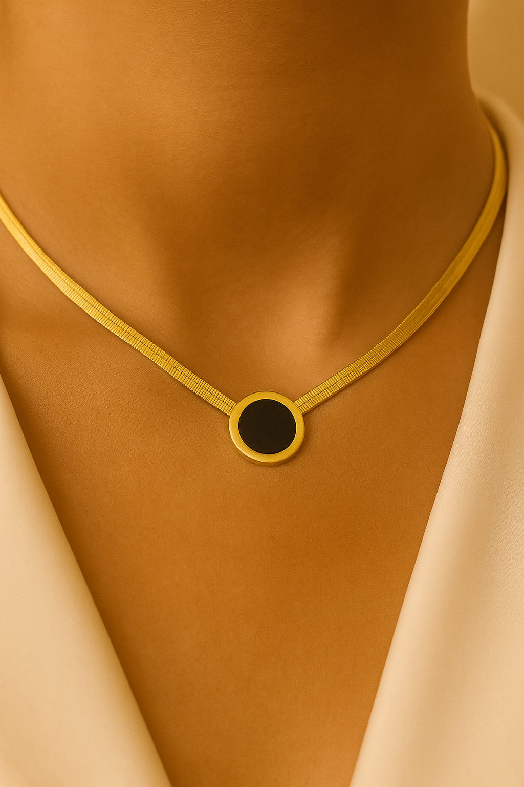 Black Circle Pendant Necklace