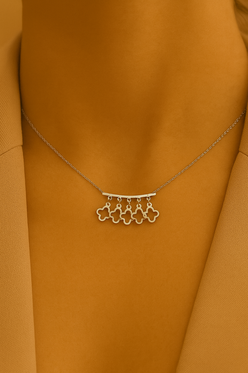 Silver Clover Cascade Necklace