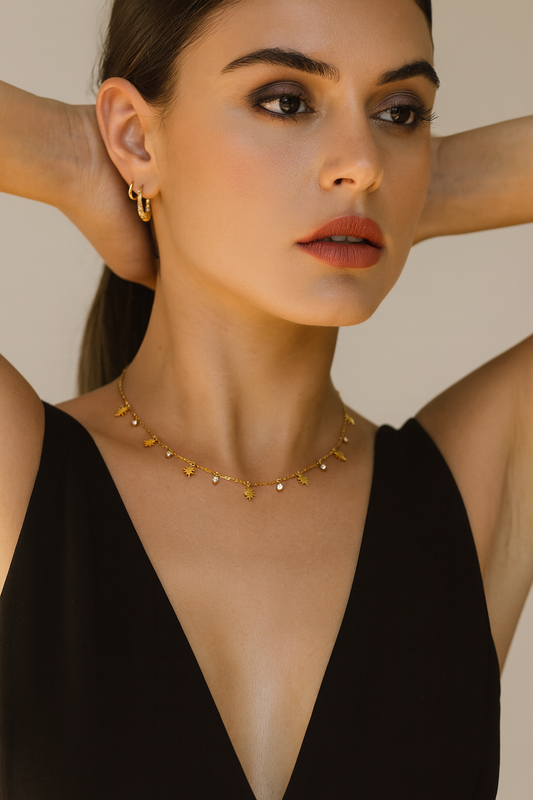 Starburst Drop Gold Necklace