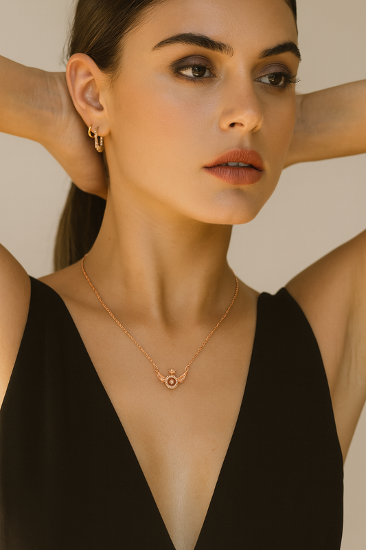 Winged Sunburst Gold Necklace