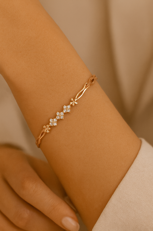 Floral Diamond Charm Bracelet