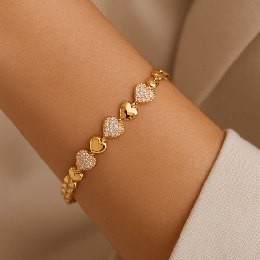 Golden Heart Sparkle Bracelet