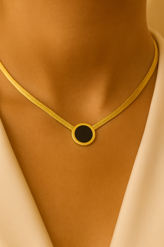 Black Circle Pendant Necklace