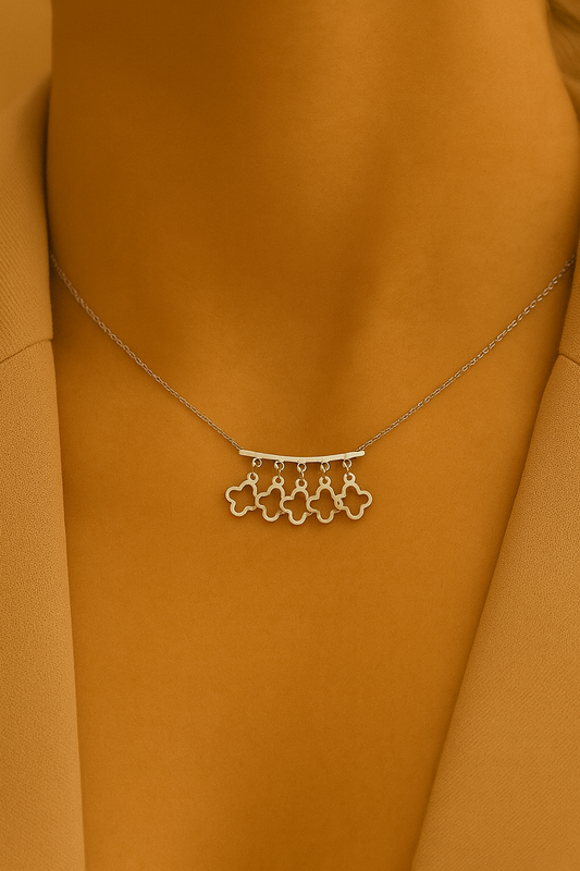 Silver Clover Cascade Necklace