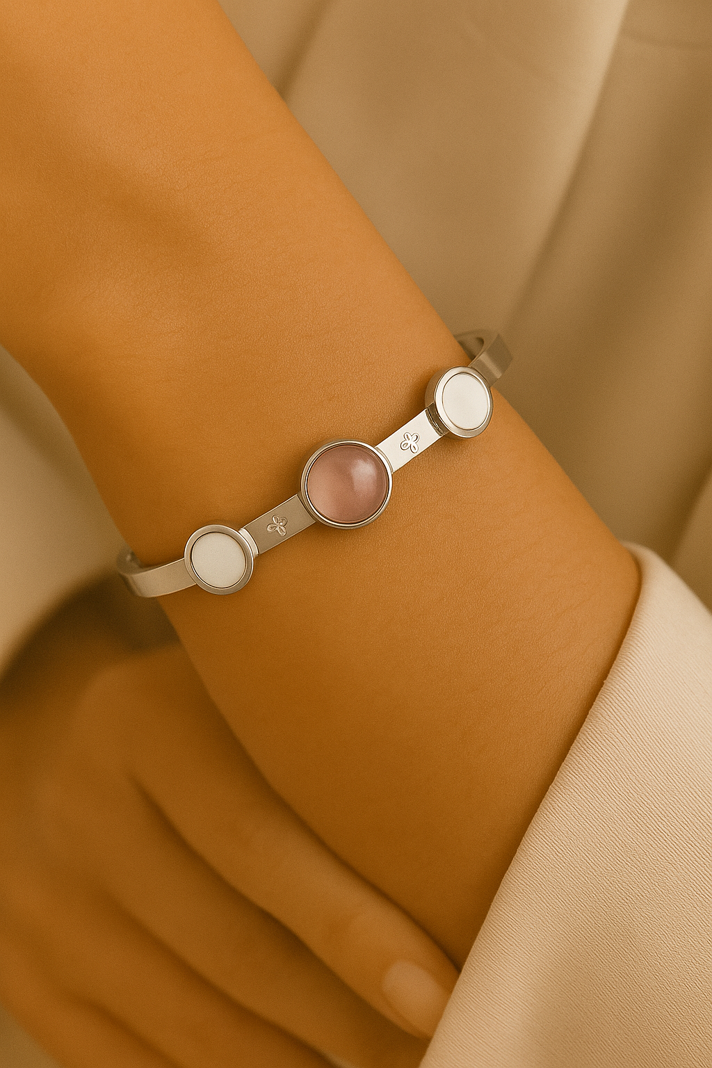 Rose Quartz Silver Bracelet