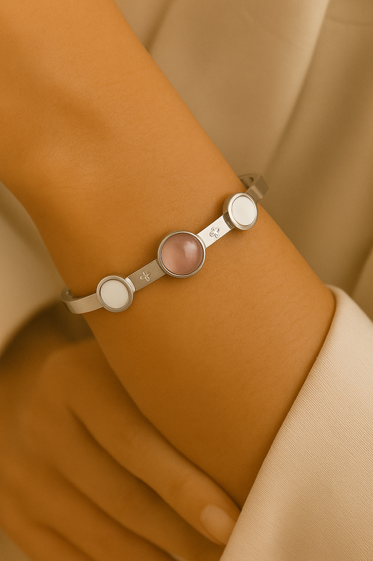 Rose Quartz Silver Bracelet